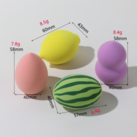 Éponge de maquillage en forme d'œuf, non en latex, à double usage sec et humide, motif pastèque, citron, goutte d'eau, gourde