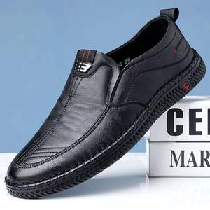 Mocasines de cuero suave para hombre, zapatos casuales de negocios con tacón plano, sin cordones, tallas 39, 40, 41, 42, 43, 44, color negro, marrón, liso. - Product Image 3