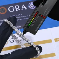 Bracelet Tennis Plaqué Or 18K GRA Moissanite Couleur D VVS1 Testé au Diamant Iced Out Hip Hop pour Hommes et Femmes