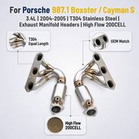 Header Manifold Knalpot OEM SS304 Equal Length untuk Porsche 987.1 Boxster Cayman S 3.4L 2004-2005 High Flow 200CELL 1:1 Fitment