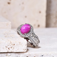 Anneau en argent pour femmes C483R, bague en zircon cubique, bras creux, étoile de laboratoire, rubis 925, vente en gros