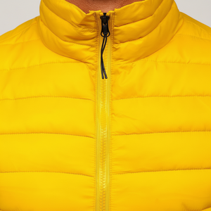 <b>Slim</b> Fit Men's Gilet Jacket Yellow Color Stand Collar Side Pocket Body Warmer Gilet Sleeveless Coat Jacket OEM Serviced - Product Image 1