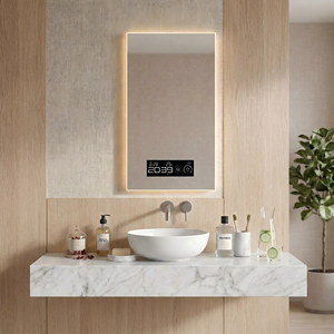 Espejo de Baño LED Inteligente Kingstin Sin Marco Montaje en Pared Retroiluminado Regulable Antivaho Pantalla Digital - Product Image 2