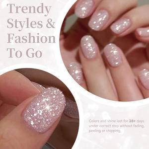 BORN PRETTY Esmalte de Uñas en Gel Rosa Claro Reflectante con Diamantes Disco, Color Gelatina Translúcido Brillante, Gel de Uñas con Destellos, Libre de HEMA y TPO - Product Image 5