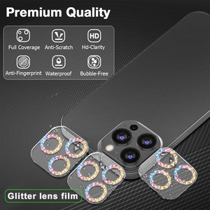 Diamond Easy Install clear <strong>Rainbow</strong> Bling Lens Full Cover Film Glitter Camera <strong>Protector</strong> for iphone 15 Pro Max 16 14 17 air - Product Image 6