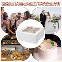 Boîtes à gâteaux carrées demi-format 14x14x6 pouces, blanches, avec grande fenêtre, pour pâtisseries, gâteaux, beignets et cupcakes