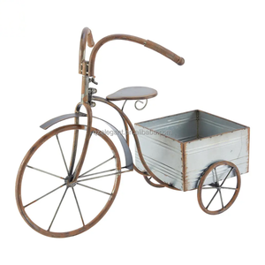 Pot de jardin en métal galvanisé avec support, jardinière pour vélo, voiture - Product Image 1