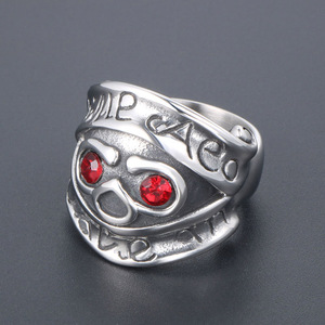 Vintage Red Eye Skull <b>Ring</b> Men's <b>Titanium</b> Steel Prong Setting Gift Jewelry SA784 - Product Image 4