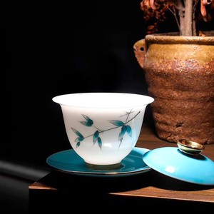 Tasse à thé en céramique peinte à la main, bol à thé, service à thé Kung Fu, théière, porcelaine coquille d'œuf, <span class=keywords><strong>Gaiwan</strong></span> en porcelaine - Product Image 1