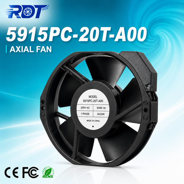 Original Japan 172mm AC 200V Axial Cooling Fan 5915PC-20T-A00 Ball Bearing High Airflow Control Cabinet Cooling Heat Dissipation