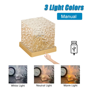 Lampe de bureau carrée rechargeable bicolore, effet aurore blanc chaud, lampe de chevet à facettes diamantées pour boutique de cadeaux - Product Image 1