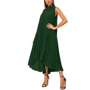 Corbata alta baja y vestido plisado sin mangas suelta más tamaño mujer elegante vestido de verano - Product Image 1