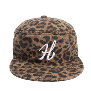 Leopard Print Snapback <b>Cap</b> With <b>White</b> H Embroidery Unisex Casual Streetwear Hat <b>Flat</b> Brim Canvas Material - Product Image 5