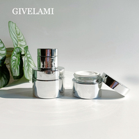 Großhandel 15g/30g/50g silbernes Glas Creme glas mit silbernem Kunststoff deckel Kosmetik behälter für Hautpflege verpackungen