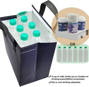 Insulated <b>Cooler</b> Bag Non Woven PP <b>Material</b> Coffee Pizza Takeaway Tote with Handle Thermal and Waterproof Reusable Stock - Product Image 2