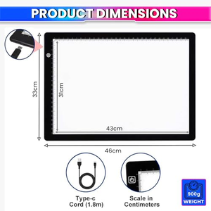 Panel de Luz LED Rectangular A4 con Brillo Ajustable, Tablero de Dibujo y Caja de Luz para Calcar - Product Image 4