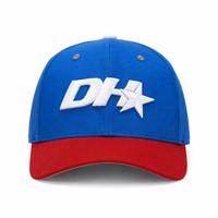 Gorra de béisbol blanca de 6 paneles personalizada con logo bordado para agente inmobiliario, estructurada, estilo papá, ajustable, con hebilla de cobre dorado, de sarga, étnica y deportiva.