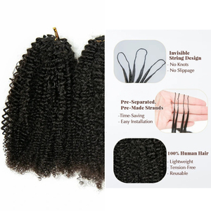Cheveux humains bouclés <span class=keywords><strong>afro</strong></span> crépus pour crochet, plumes de cheveux pré-bouclées pour crochet, fournisseur dropshipping - Product Image 2