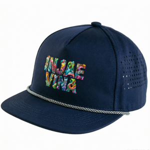 Casquettes de golf incurvées Bill Navy Rope 5 panneaux avec logo personnalisé Chapeau d'extérieur Fermeture à sangle en nylon Casquettes de baseball fabriquées au Vietnam - Product Image 2