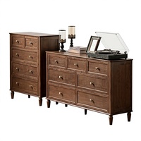 Commode en bois massif Genji Muyu, style tendance, meuble de rangement de chevet pour chambre à coucher, unité de rangement à tiroirs pour la maison, panneau MDF, modèle chinois