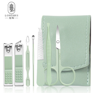 Set de <span class=keywords><strong>Manicura</strong></span> Longhui 7 en 1, Set de 7 Piezas de Cortaúñas de Acero Inoxidable, <span class=keywords><strong>Kit</strong></span> de <span class=keywords><strong>Pedicura</strong></span> Color Caramelo con Bolsa de Cuero Portátil con Logotipo - Product Image 2