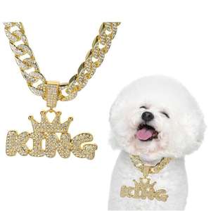 Kalung anjing Fashion berkilau pesta kualitas tinggi rantai hewan peliharaan mewah permata berlian imitasi Aloi - Product Image 1