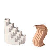 Vase en céramique de luxe 2021, ornements modernes de forme géométrique, vase à fleurs, décoration de bureau, pots de fleurs pour plantes