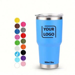 Offre Spéciale – Gobelet de Voyage Écologique 30oz à Double Paroi, Isolation Sous Vide en Acier Inoxydable, Couvercle en Plastique, Paille Revêtue par Pulvérisation - Product Image 1