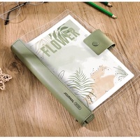 Vente en gros, couverture transparente en TPU, Journal B5 A5 A6, carnet de taille en cuir PU, colonne vertébrale, feuille lâche, organisateur, planificateur avec bouton