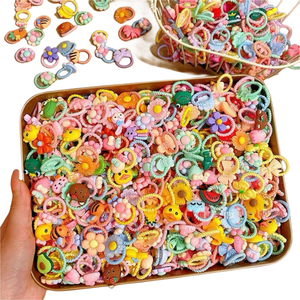 Fasce per capelli elastiche con fiori colorati carini per 1-6 anni in gomma morbida con decorazioni dolci per bambine - Product Image 2