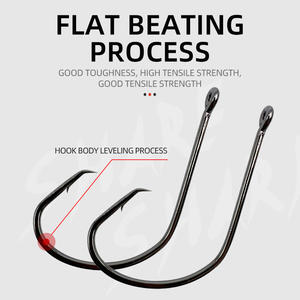 7381 오프셋 원형 후크 높은 탄소 스틸 블랙 가시 스트레이트 눈 메기 후크 바닷물 문어 낚시 후크 - Product Image 3