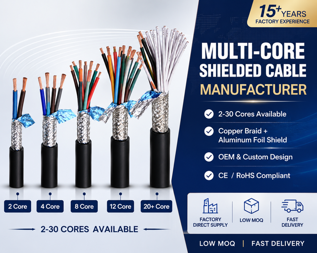 Multicore Shield Cable 2/4/6/8/12/16/20/24/30 Core 10-26AWG PVC/LSZH Jacket for Security Steam Machine Control