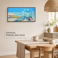 Jam Dinding Kristal Porselen HD Grosir Motif Perahu Pantai untuk Dekorasi Rumah