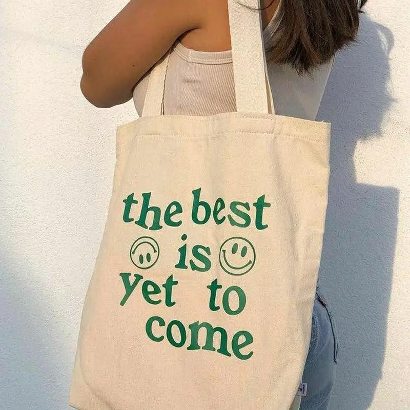 Luxury Canvas Tote Bag Travel Custom Promotional Reusable Green Blank Shoulder Canvas Tote Bag