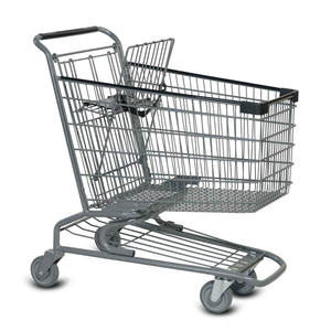 En gros direct de style populaire de supermarché en métal chariot de marchandises, magasin en acier pliant main pousser centre commercial chariot à 4 roues - Product Image 6