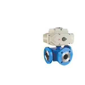 Vanne à boisseau sphérique électrique à trois voies Q944F-10-16 en acier au carbone de 2 pouces pour l'utilisation de l'eau à température normale - Product Image 1