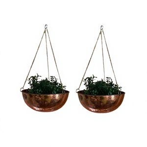 Juego de 2 macetas de cobre para flores, tamaño personalizado, forma redonda, macetas colgantes para uso en exteriores e interiores - Product Image 1
