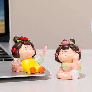 Figurines en résine de dames de la dynastie Tang, ensemble multi-pièces, décoration de la maison, salon, bureau, cadeau, style traditionnel - Product Image 4