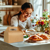 Boîtes à lunch en papier de qualité alimentaire Vente en gros Party Favors Pique-nique Affaires Noël Grand pignon Cadeau avec poignées