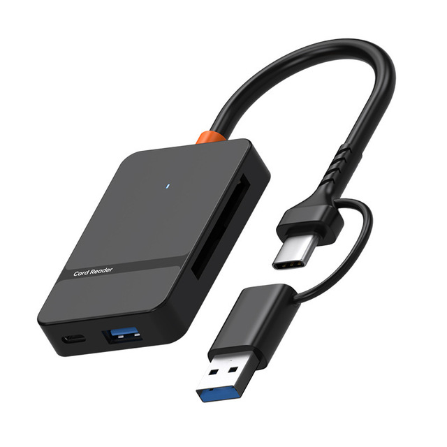 Professional Multi 6 in 2 USB 3.0 Hub Adapter Digital SD/TF/MS/CF Card USB Flash Disk Expansion Card Reader for Phone Computer