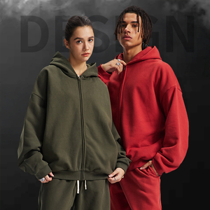 Sweat à capuche streetwear oversize pour homme en molleton épais avec fermeture éclair, 100% coton, écologique, anti-plis, résistant aux acides, hiver, avec logo OEM de qualité - Product Image 1
