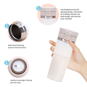 Bouteille d'eau en acier inoxydable avec manchon en silicone de 400 ml, nouvelle arrivée, vente chaude, tasse isotherme pour la maison, le bureau, les voyages, la salle de sport - Product Image 4