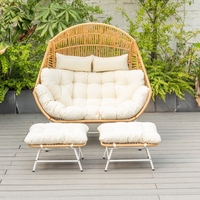 Meuble d'extérieur tissé à double siège Chaise à œuf suspendue avec hamac pour jardin et piscine