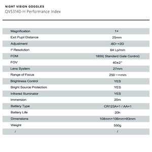 Dispositivo de Visión Nocturna Binocular QCNV QVS3140-<span class=keywords><strong>H</strong></span> FOM1600+ con Tubo Intensificador de Imagen Mx10160 Gen2+ Directo de Fábrica - Product Image 6