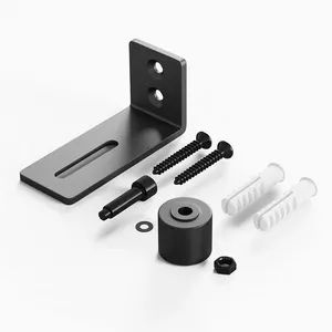 Kit de Herrajes para Puerta <span class=keywords><strong>Corredera</strong></span> de Granero de Madera Ajustable RHETECH, Guía de Suelo Deslizante Negra para Interiores, Acero Duradero Rústico - Product Image 5