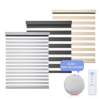 Persianas de cebra motorizadas con control remoto, 100% poliéster, cortinas eléctricas de cebra para ventana, teléfono inteligente, persianas de cebra