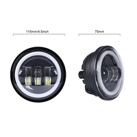 Phare Antibrouillard LED 4,5 Pouces avec Yeux d'Ange, Feux de Croisement DRL pour Harley Davidson Daymaker, Lampe Antibrouillard Moto avec Œil d'Ange