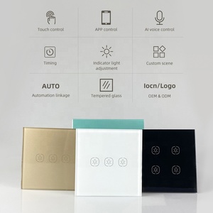 Interruptor Inteligente WiFi 220V 10A 4 Gangues Painel Tátil Durável em ABS com Controle por Aplicativo para Iluminação e Economia de Energia em Hotéis - Product Image 2