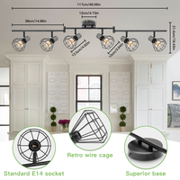 Spot de plafond E14 de haute qualité, 6 voies, moderne, réglable, industriel, en métal noir, avec cage en fil métallique, pour salon et chambre à coucher