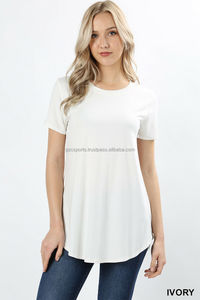 Breathable Cotton Short Sleeve Round Neck Tunic Tee Shirt <b>Tops</b> for Women Latest t Shirt for Women with Custom Printing Service - Product Image 2